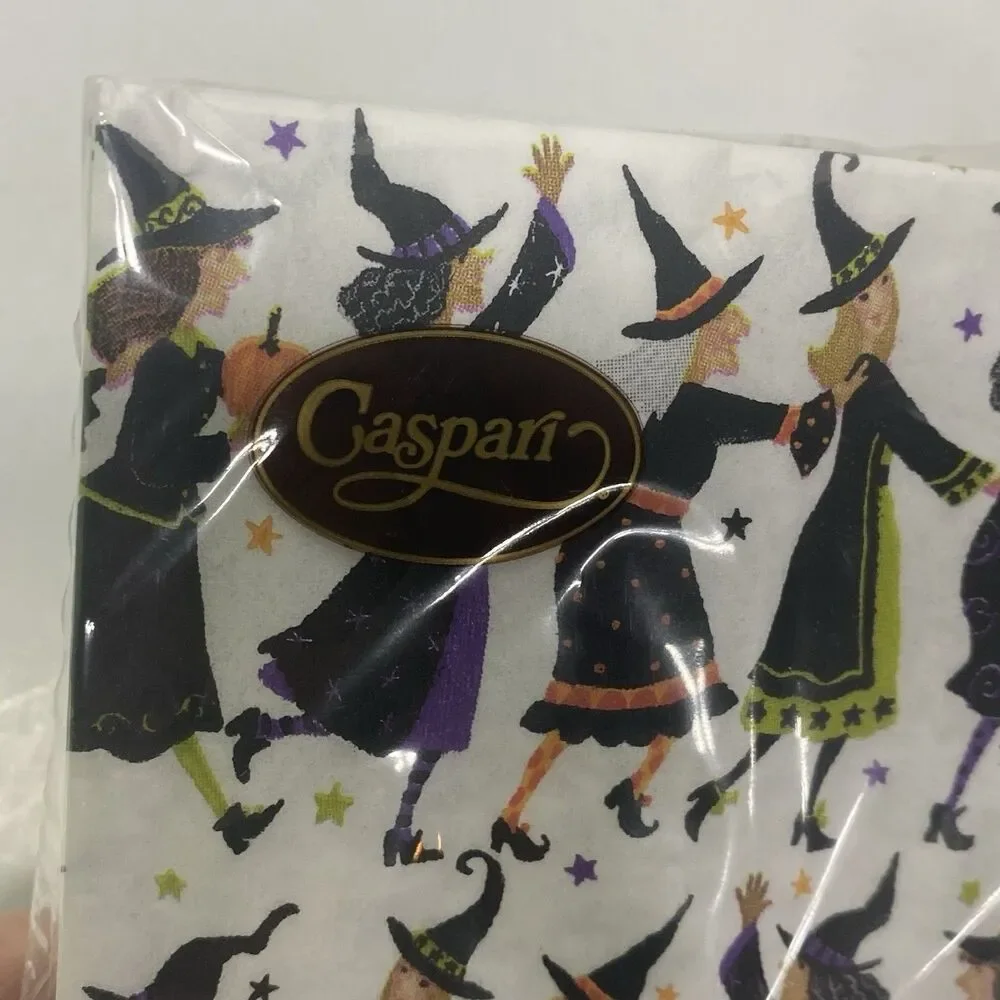 Decoupage Paper Napkin 2pks Caspari Halloween Witch Cat Pumpkin Mint